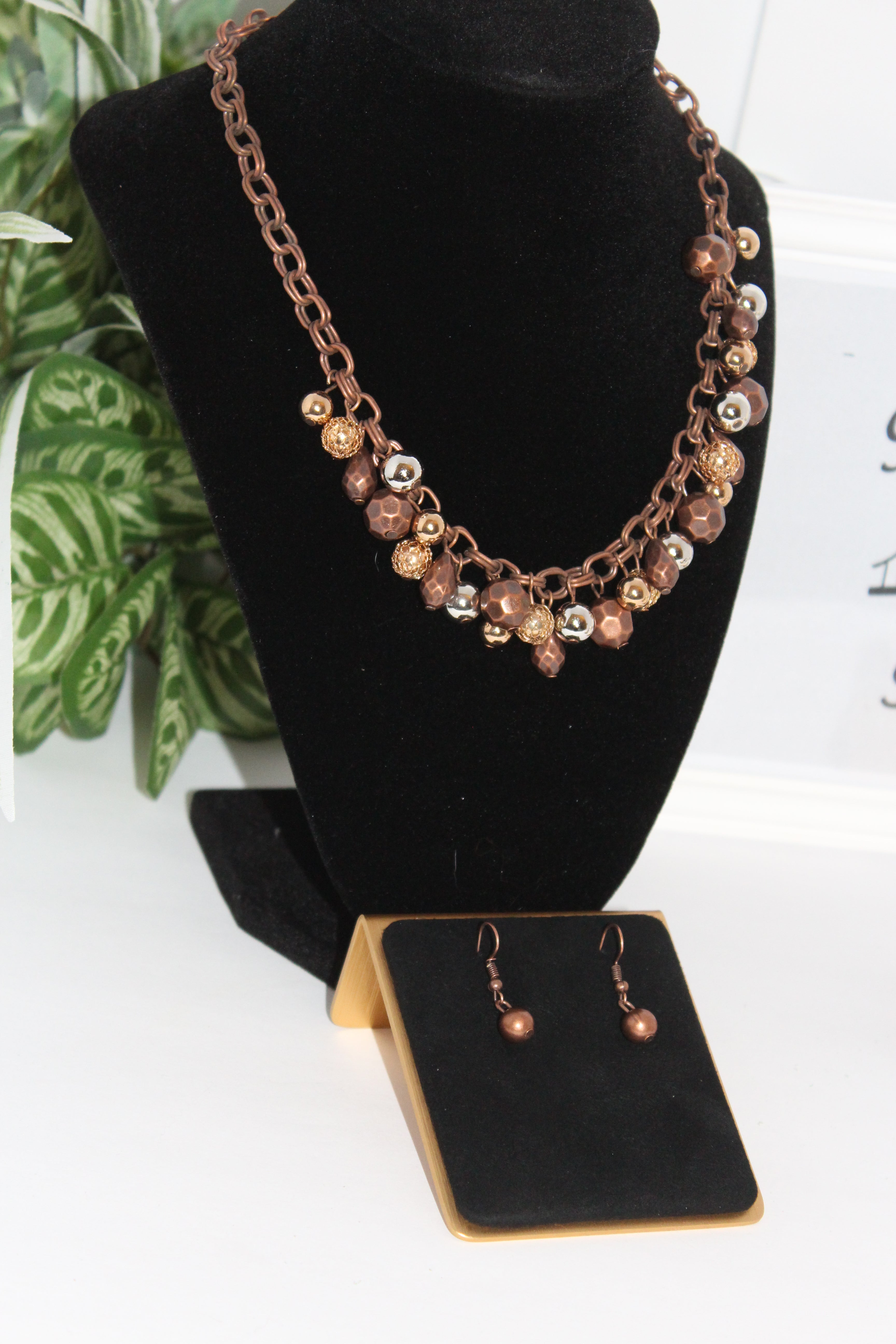 Earring/Necklace Combo -  Metallic Harmony