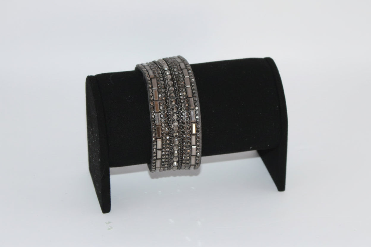 Bracelet - Smoky Gray Multi-Layer Wrap Bracelet