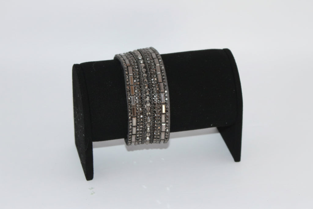 Bracelet - Smoky Gray Multi-Layer Wrap Bracelet