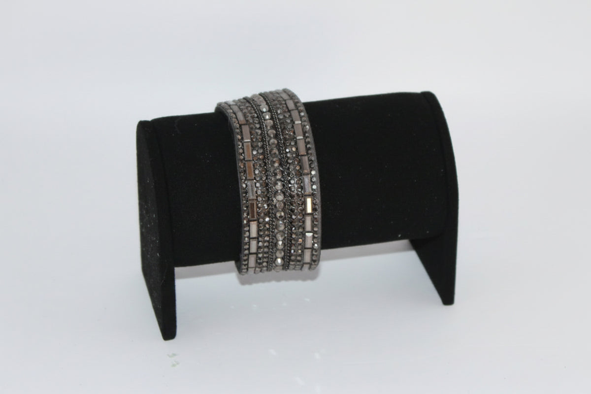 Bracelet - Smoky Gray Multi-Layer Wrap Bracelet