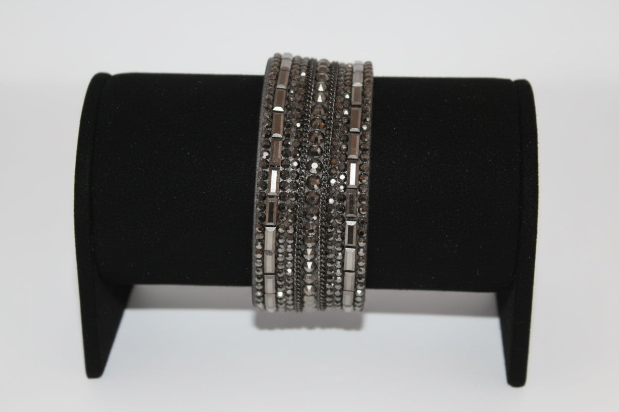 Bracelet - Smoky Gray Multi-Layer Wrap Bracelet