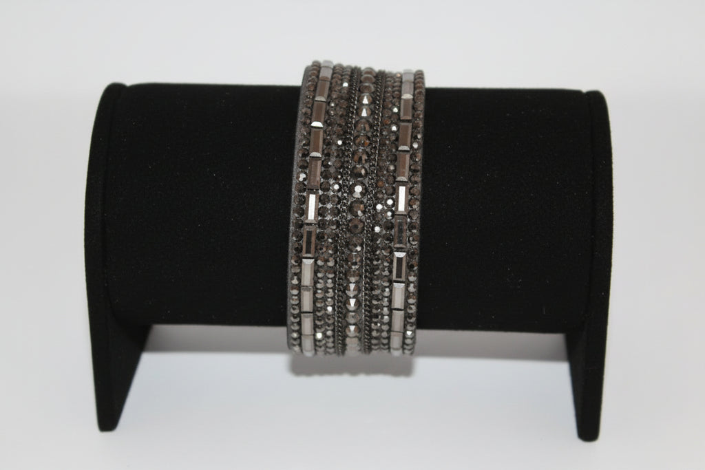 Bracelet - Smoky Gray Multi-Layer Wrap Bracelet