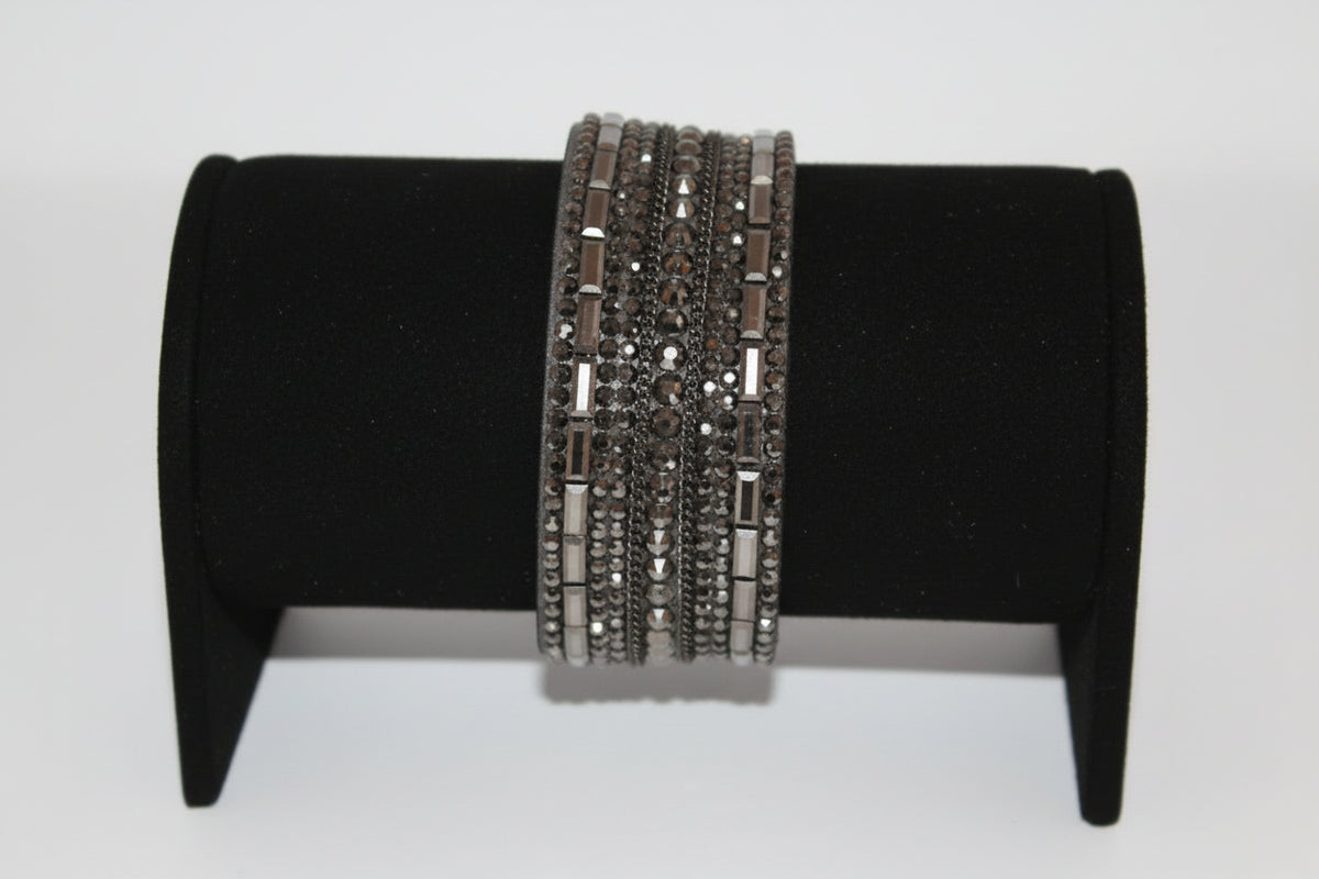 Bracelet - Smoky Gray Multi-Layer Wrap Bracelet