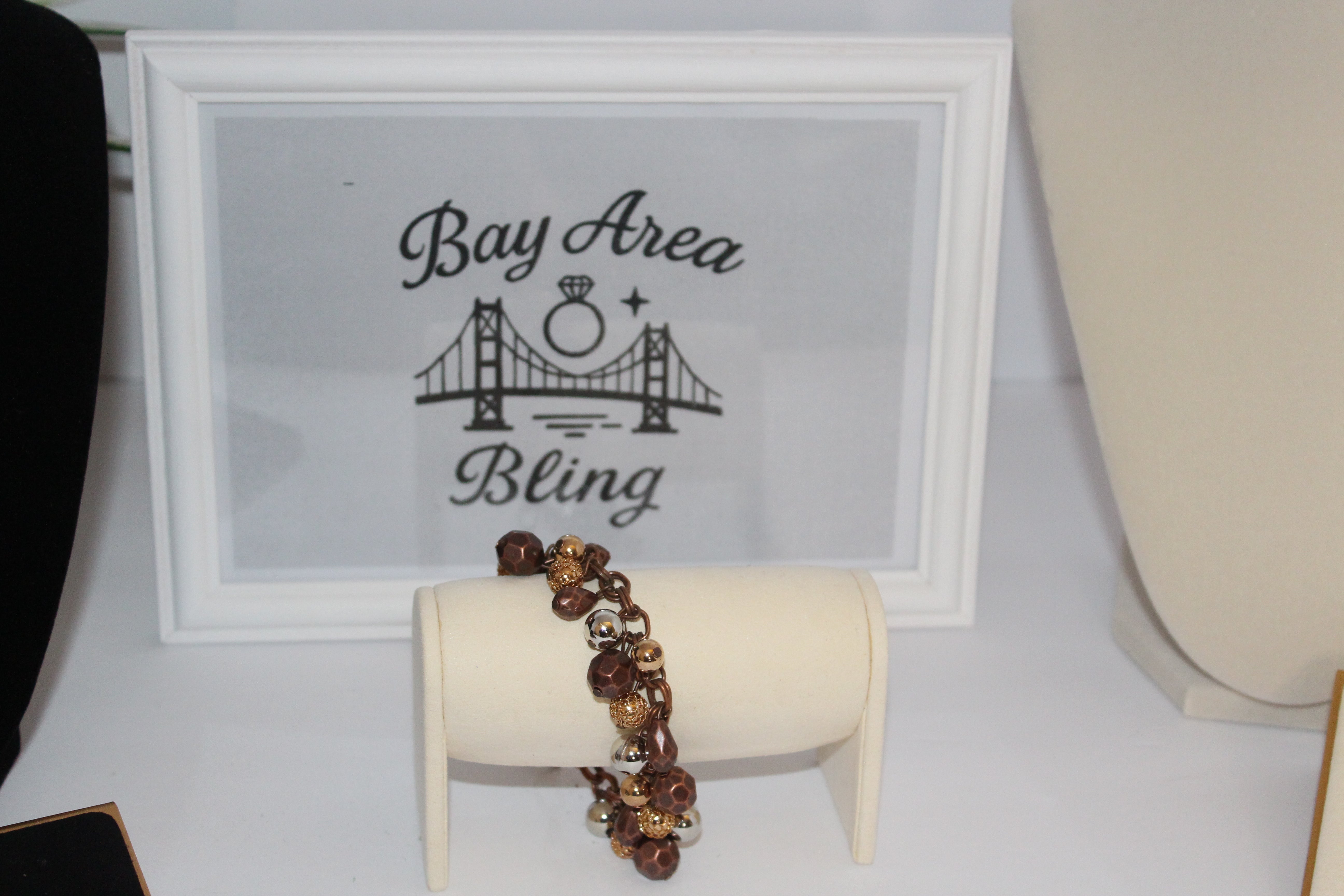 Bracelet - Bronze & Gold Beaded Charm Bracelet
