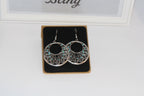 Earrings - Silver Filigree Hoop Earrings with Turquoise Accents