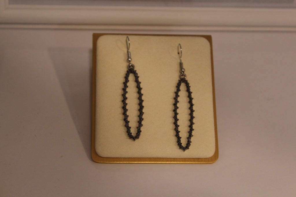 Earrings - Elegant Black Oval Drop Earrings