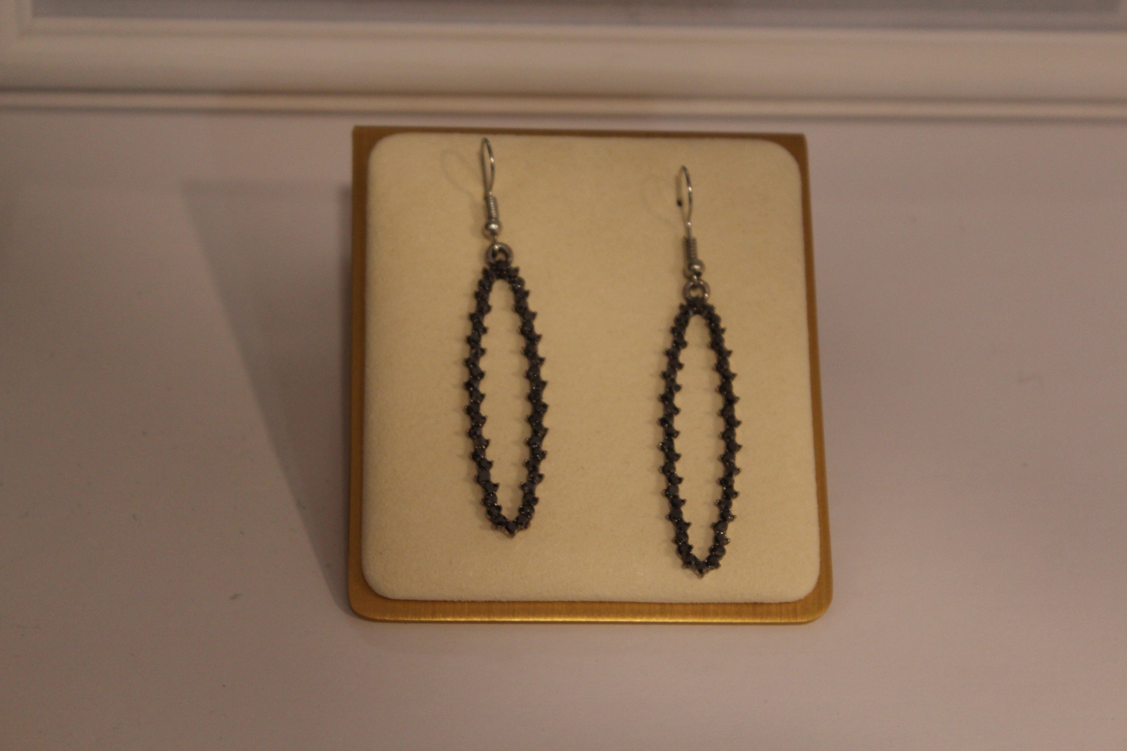 Earrings - Elegant Black Oval Drop Earrings