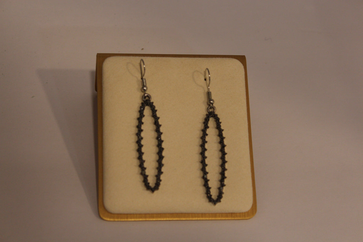 Earrings - Elegant Black Oval Drop Earrings