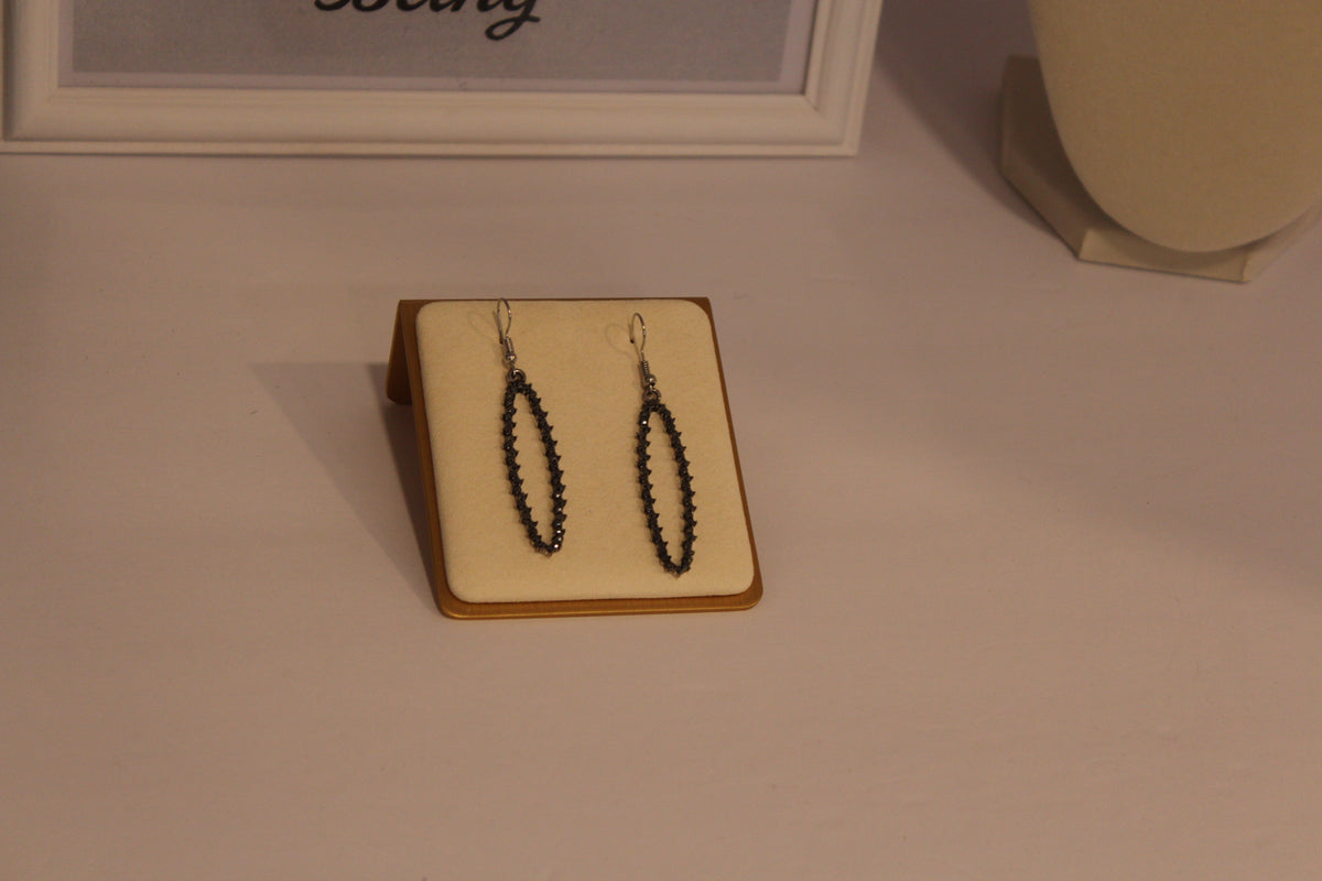 Earrings - Elegant Black Oval Drop Earrings