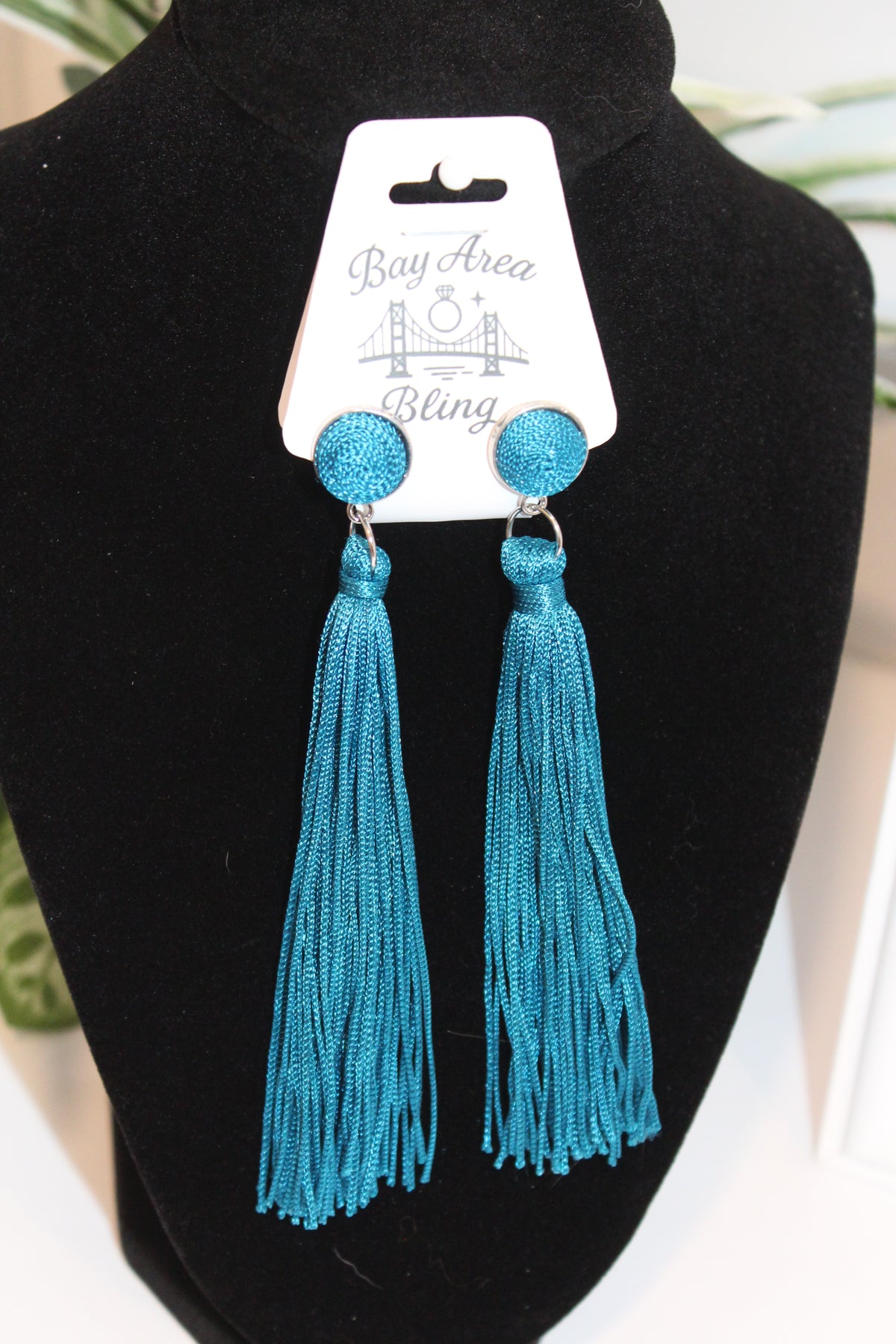 Earrings - Teal Tassel Drop Earrings