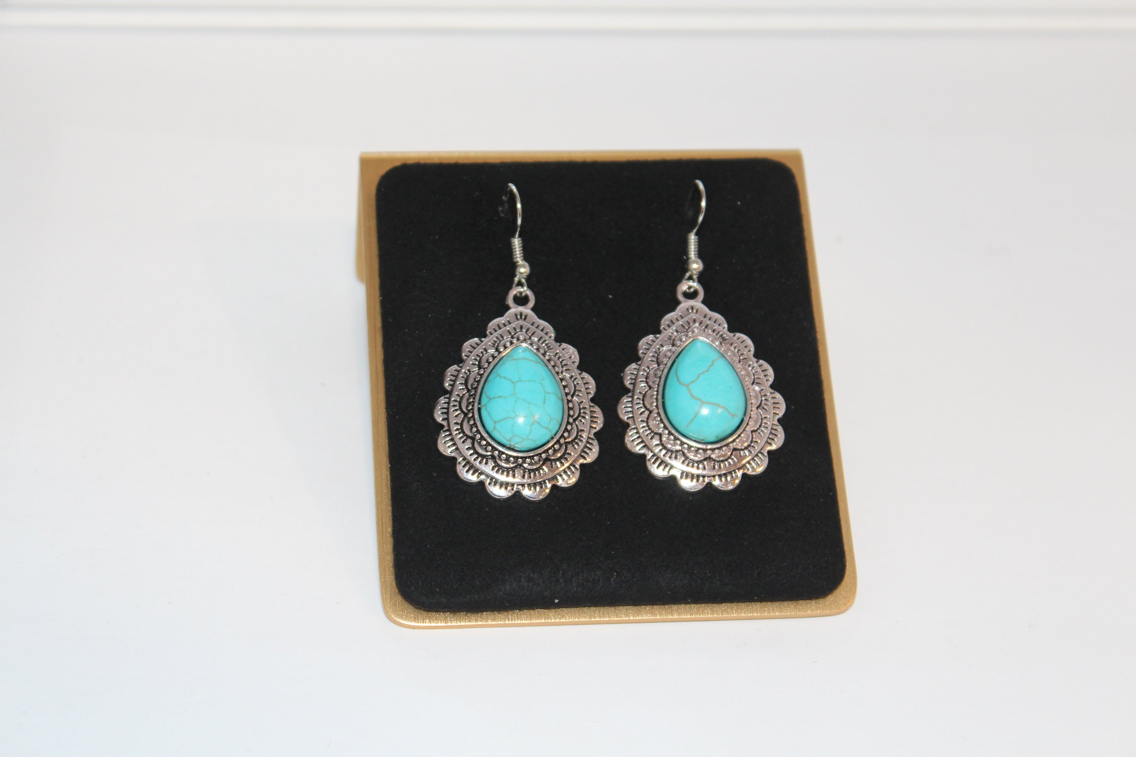 Earrings -Boho Teardrop Turquoise Stone Earrings