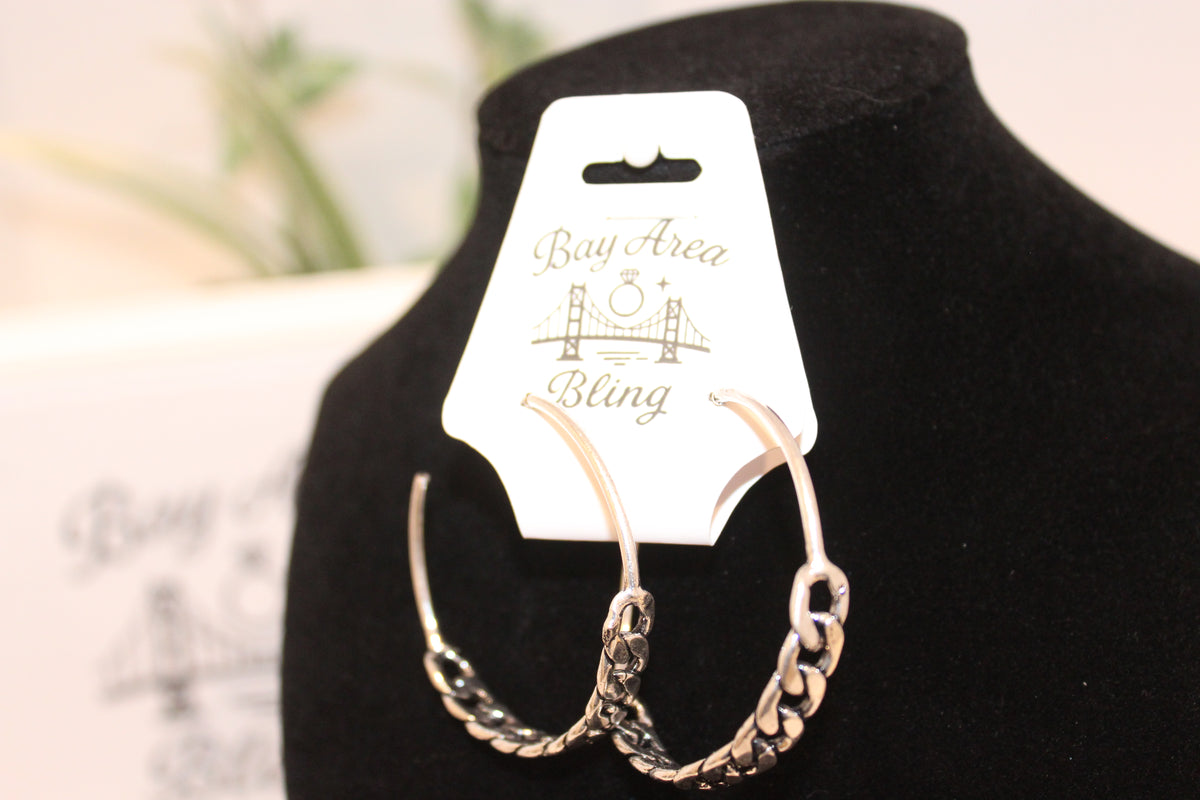 Earrings -Chic Silver Braided Hoop Earrings