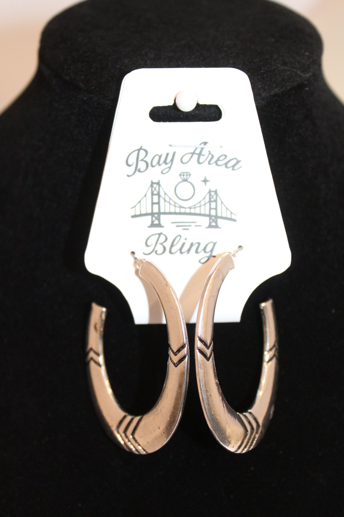 Earrings -Silver Chevron Hoop Earrings