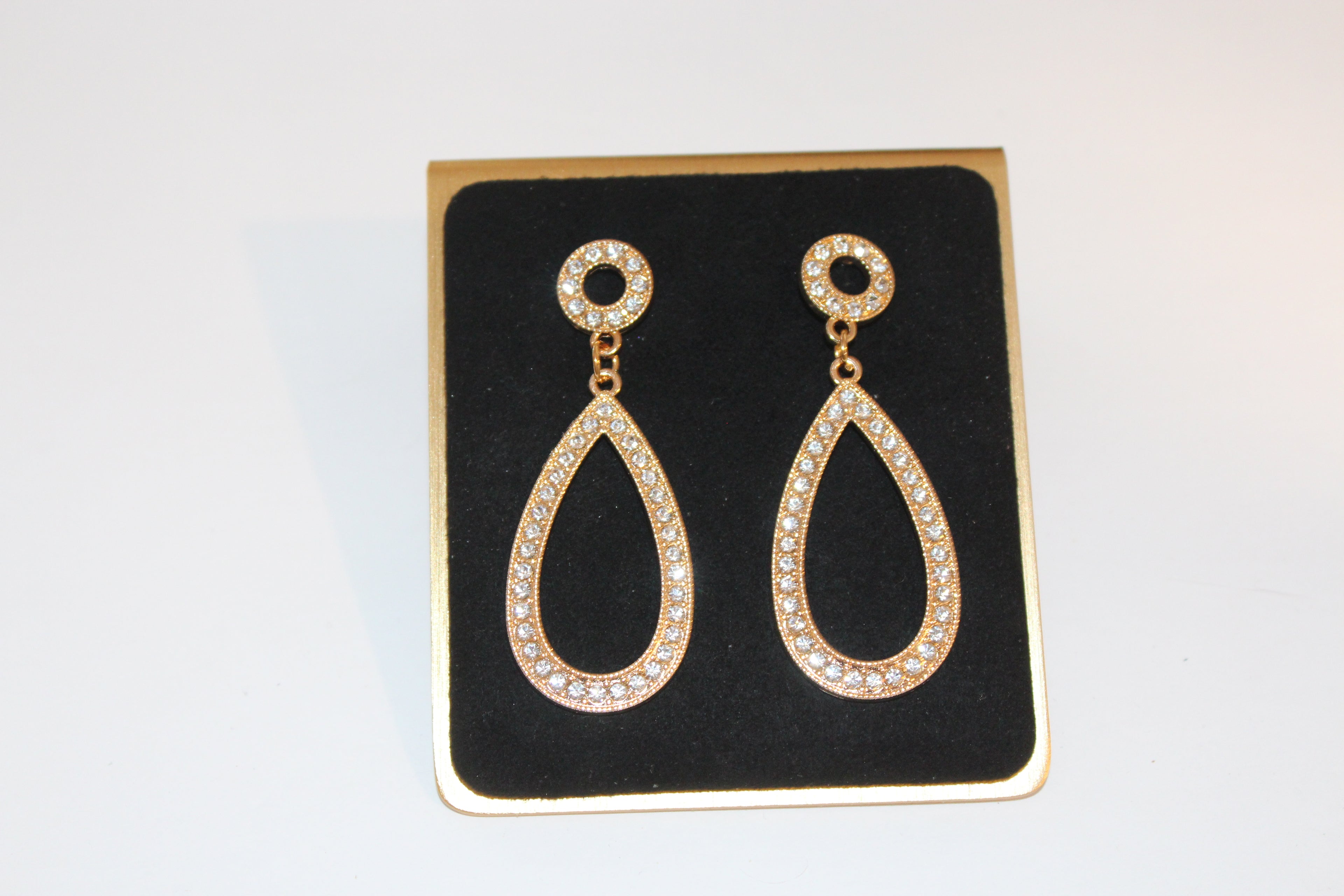 Earrings - Gold Teardrop Crystal Dangle Earrings
