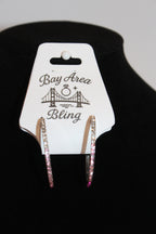 Earrings -Pink Ombre Sparkle Hoop Earrings