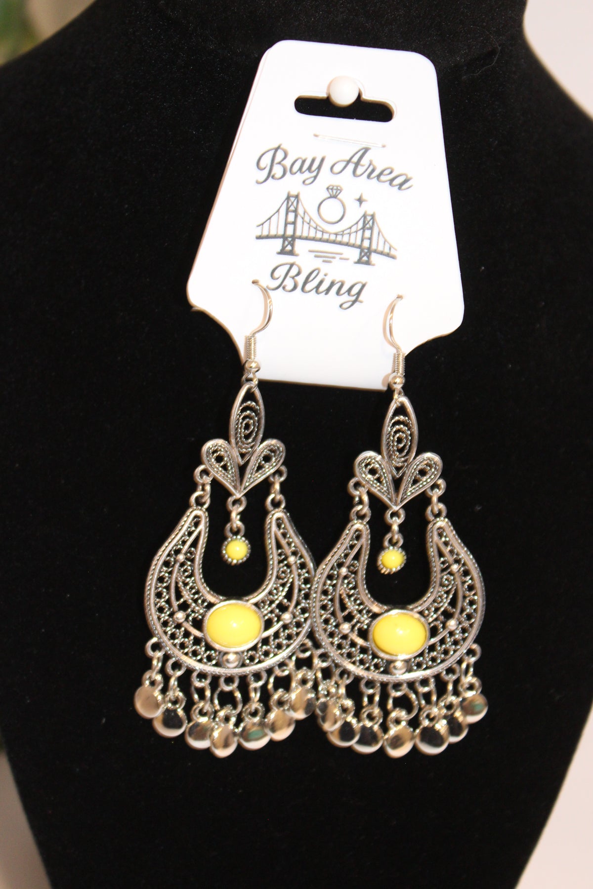 Earrings -Boho Yellow Chandelier Earrings