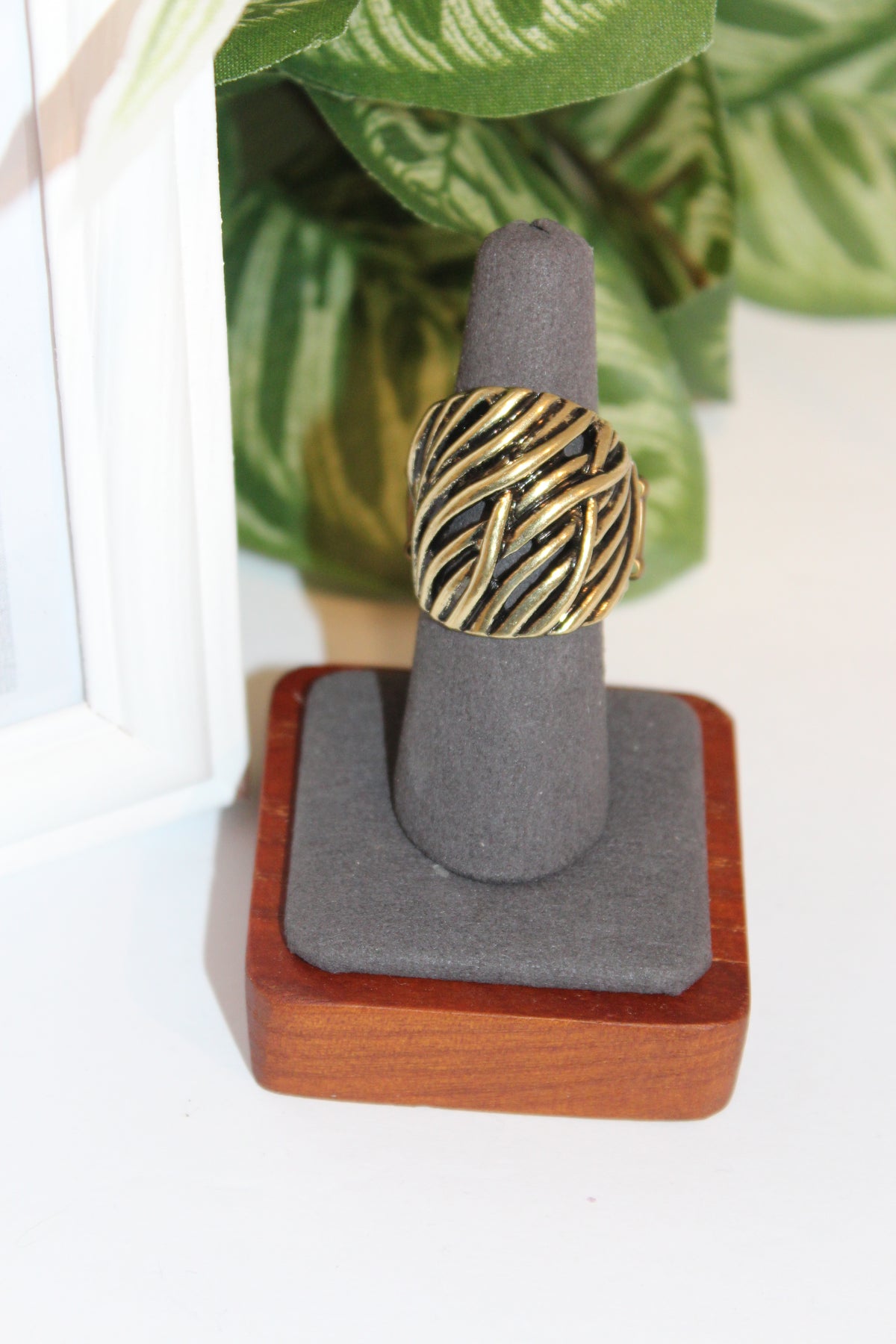 Rings- Gold Tone Textured Statement Ring