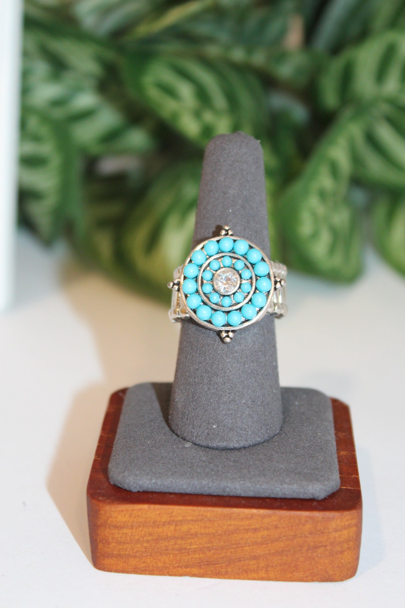 Rings-Boho Turquoise Halo Statement Ring