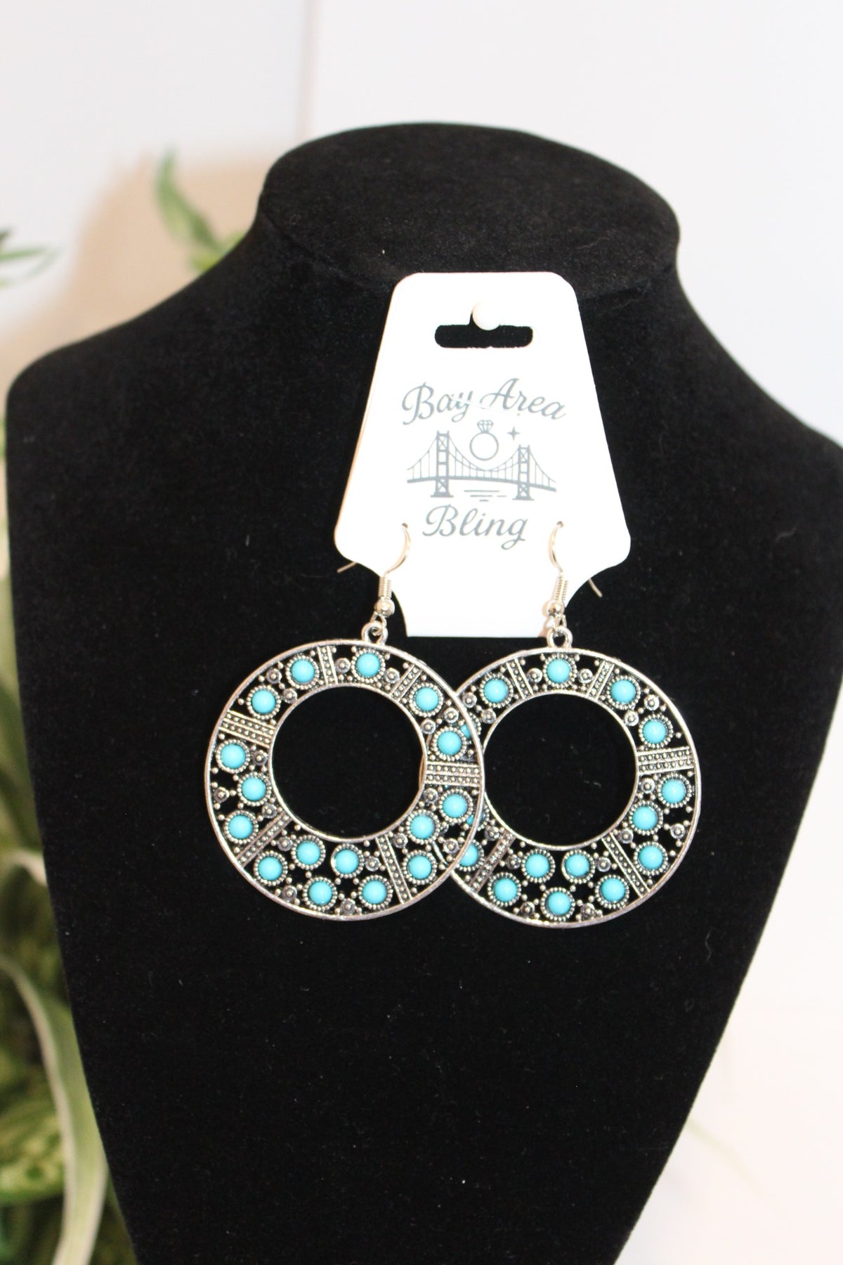 Earrings-Turquoise Circle Statement Earrings