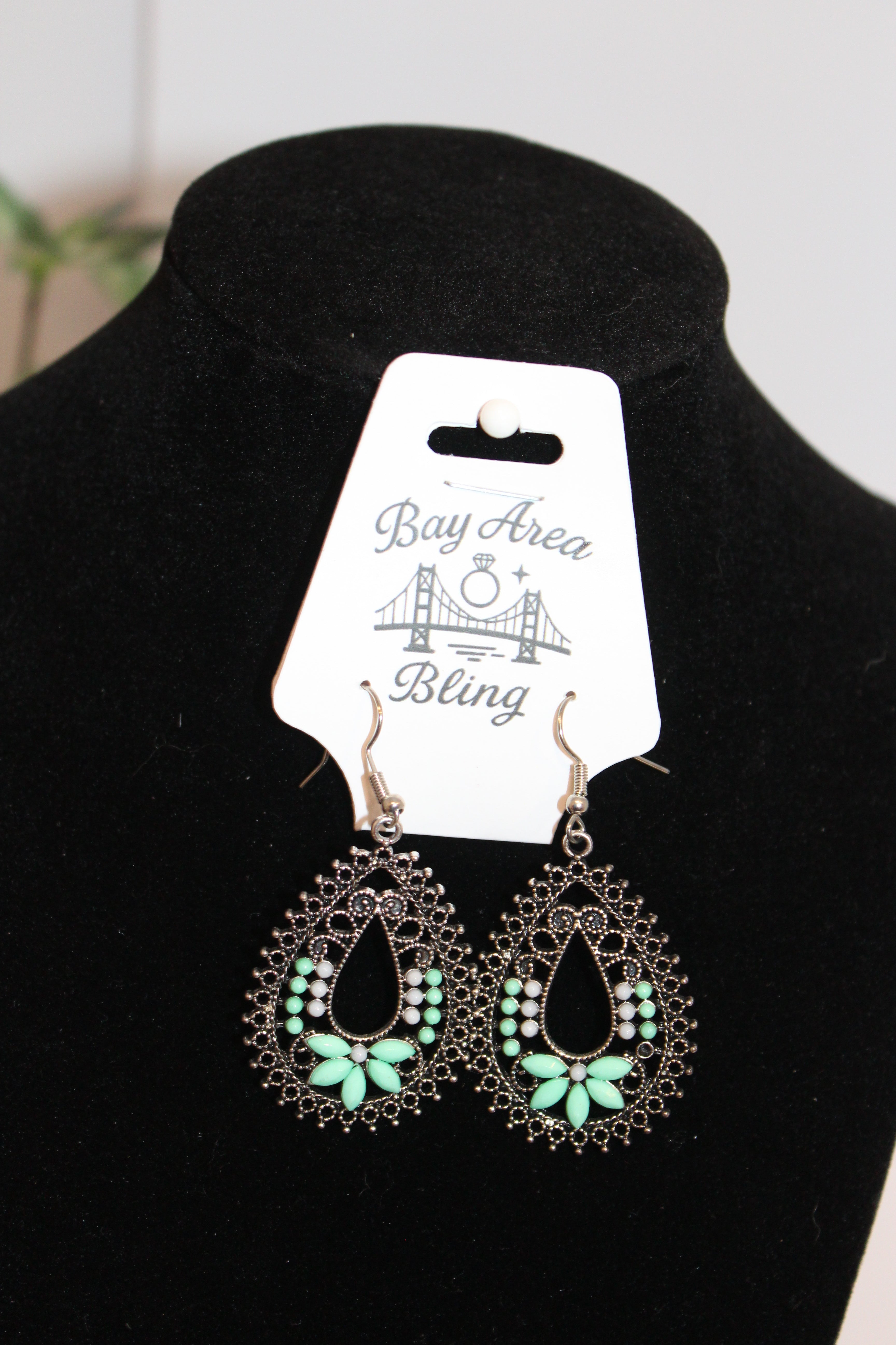 Earrings- Boho Mint Blossom Teardrop Earrings