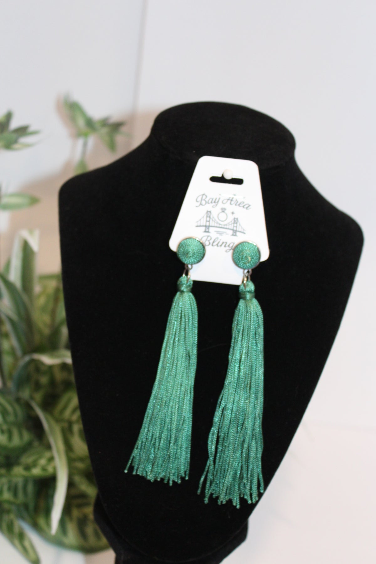 Earrings- Emerald Tassel Statement Earrings