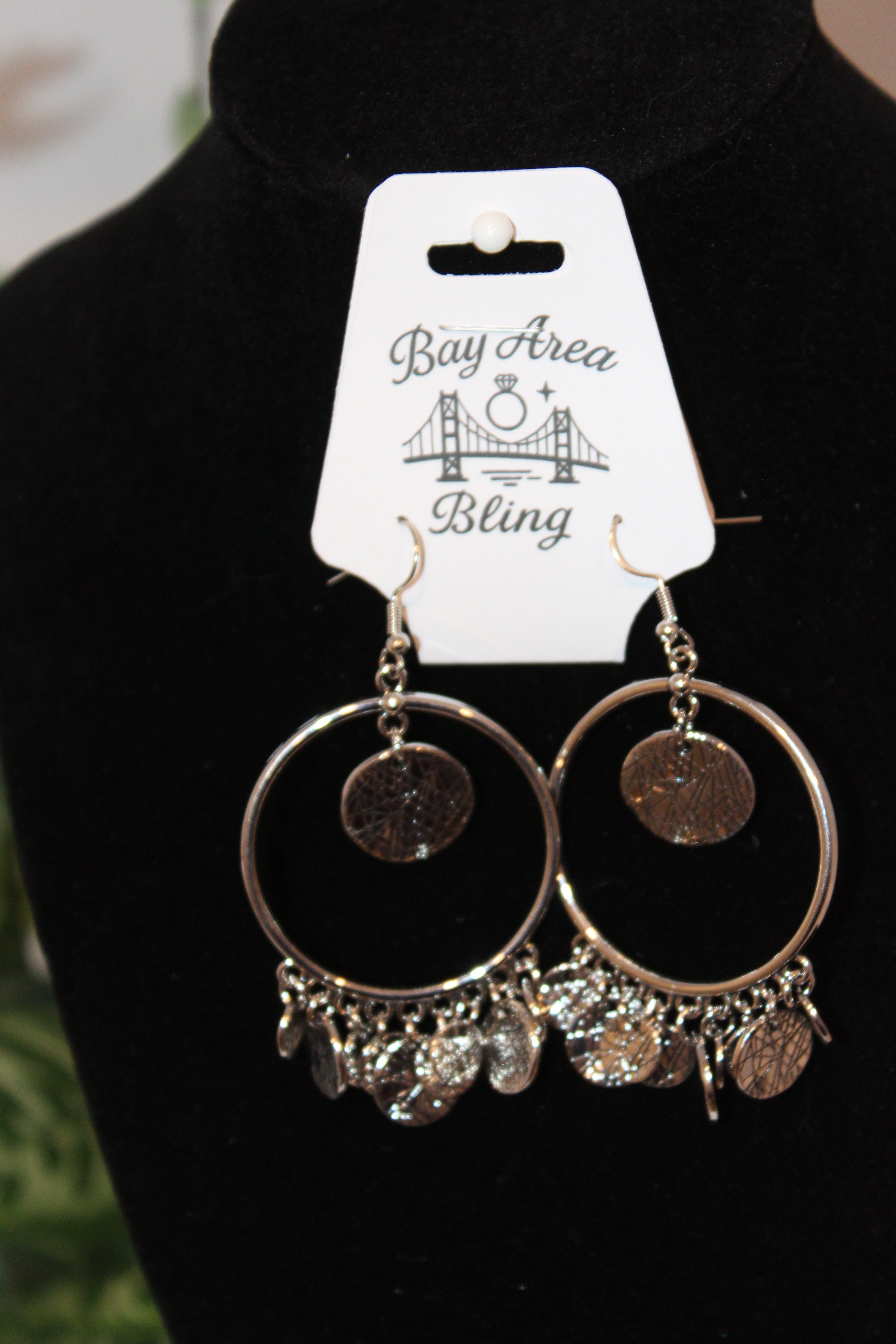 Earrings-Silver Charm Hoop Earrings