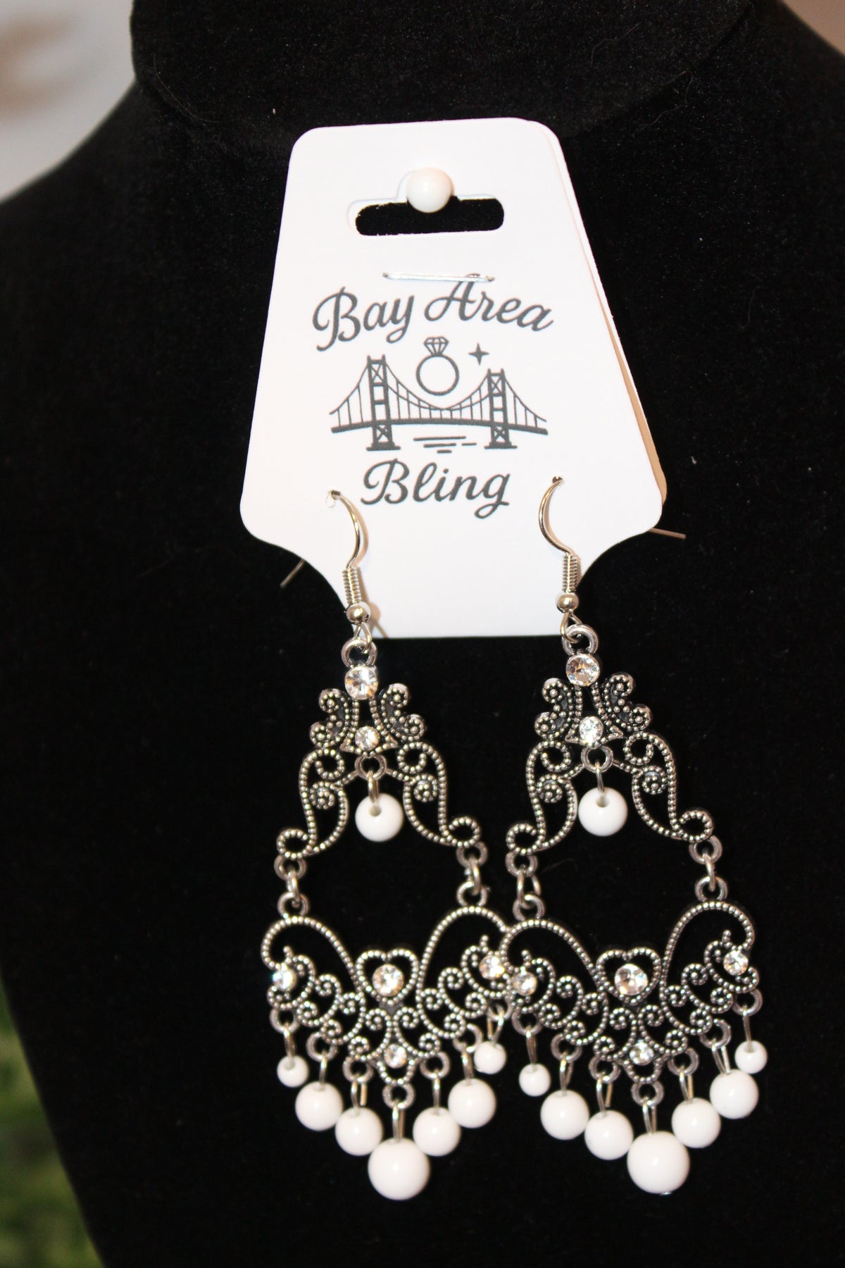 Earrings-White Pearl Drop Statement Earrings