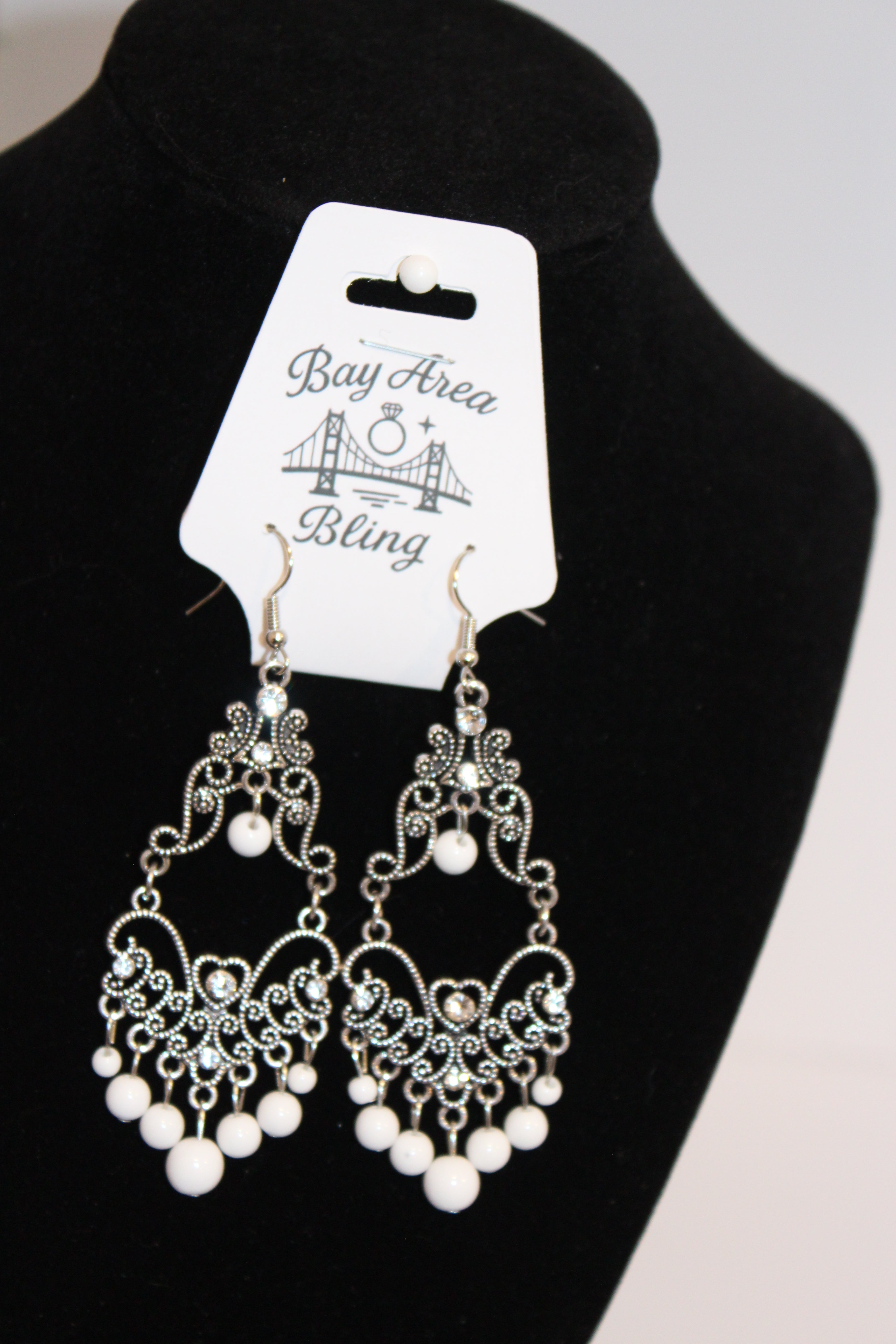 Earrings-Vintage White Chandelier Earrings