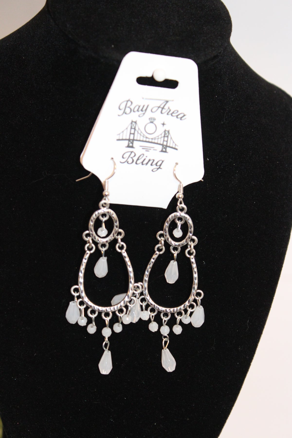 Earrings- Silver Crystal Drop Chandelier Earrings