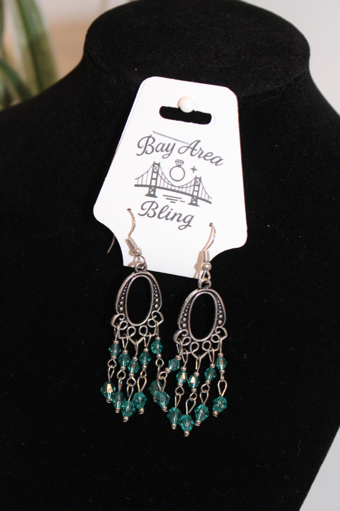 Earrings- Teal Beaded Chandelier Earrings