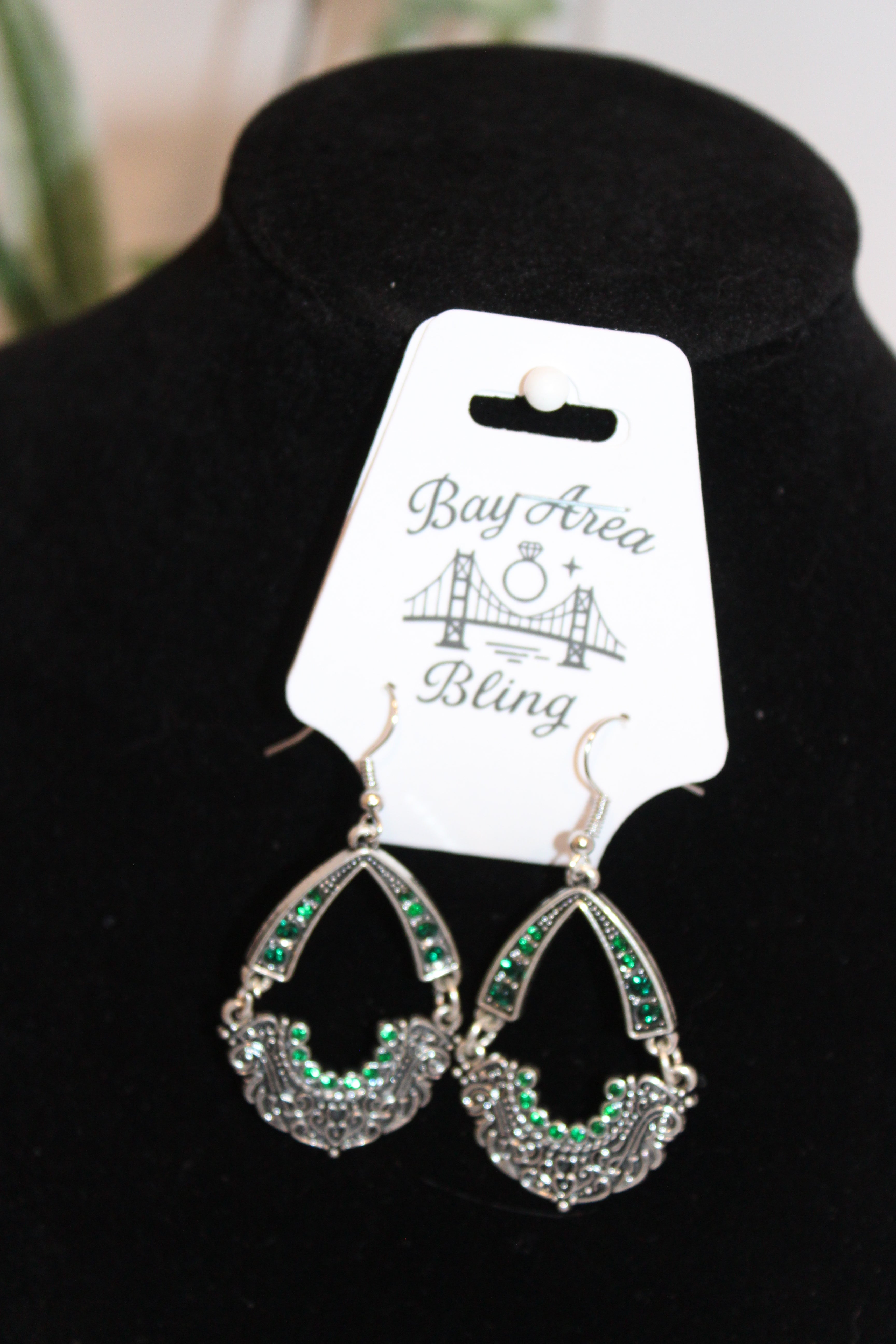 Earrings- Emerald Charm Drop Earrings