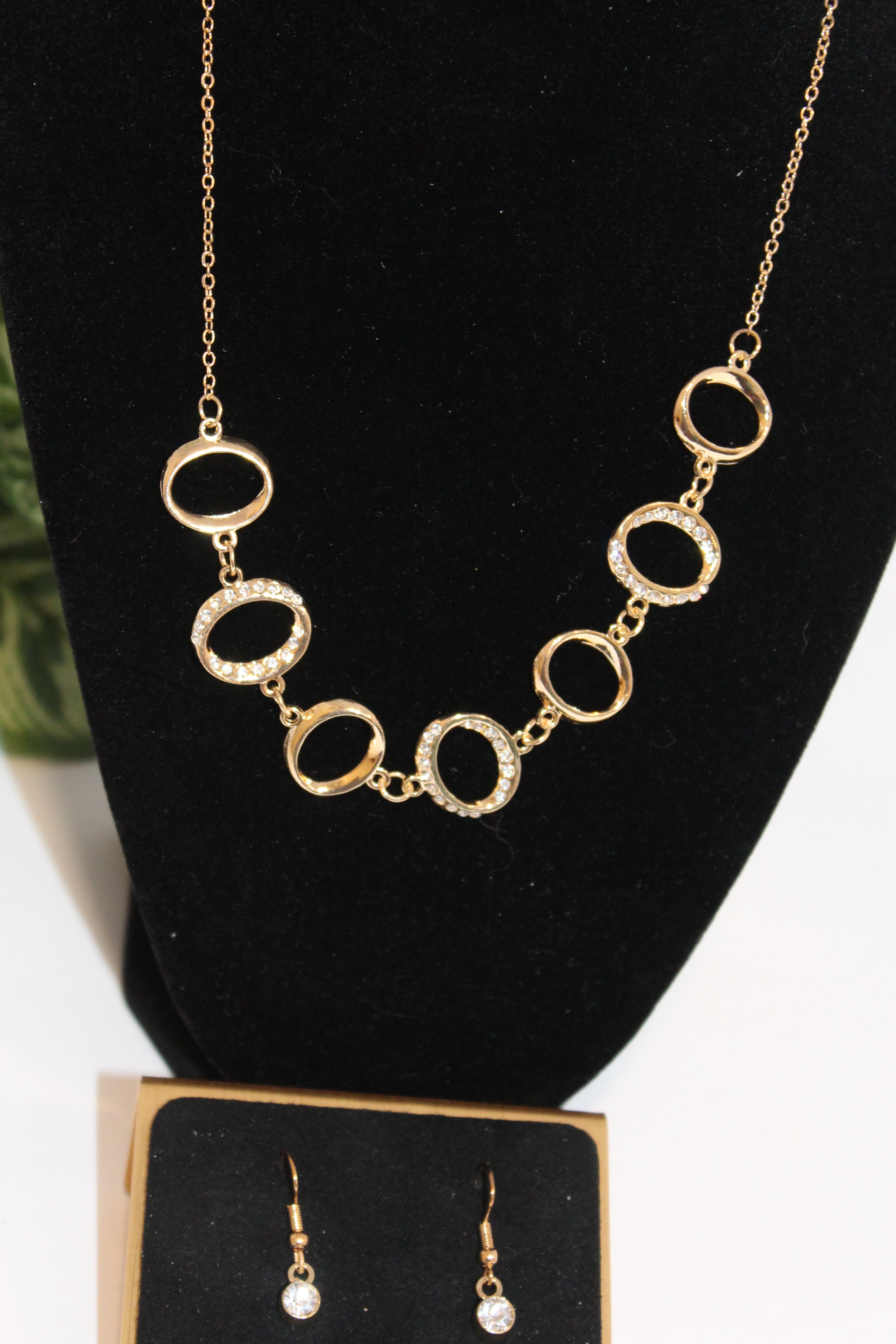 Jewelry Set -Gold Circle Necklace & Earring Set