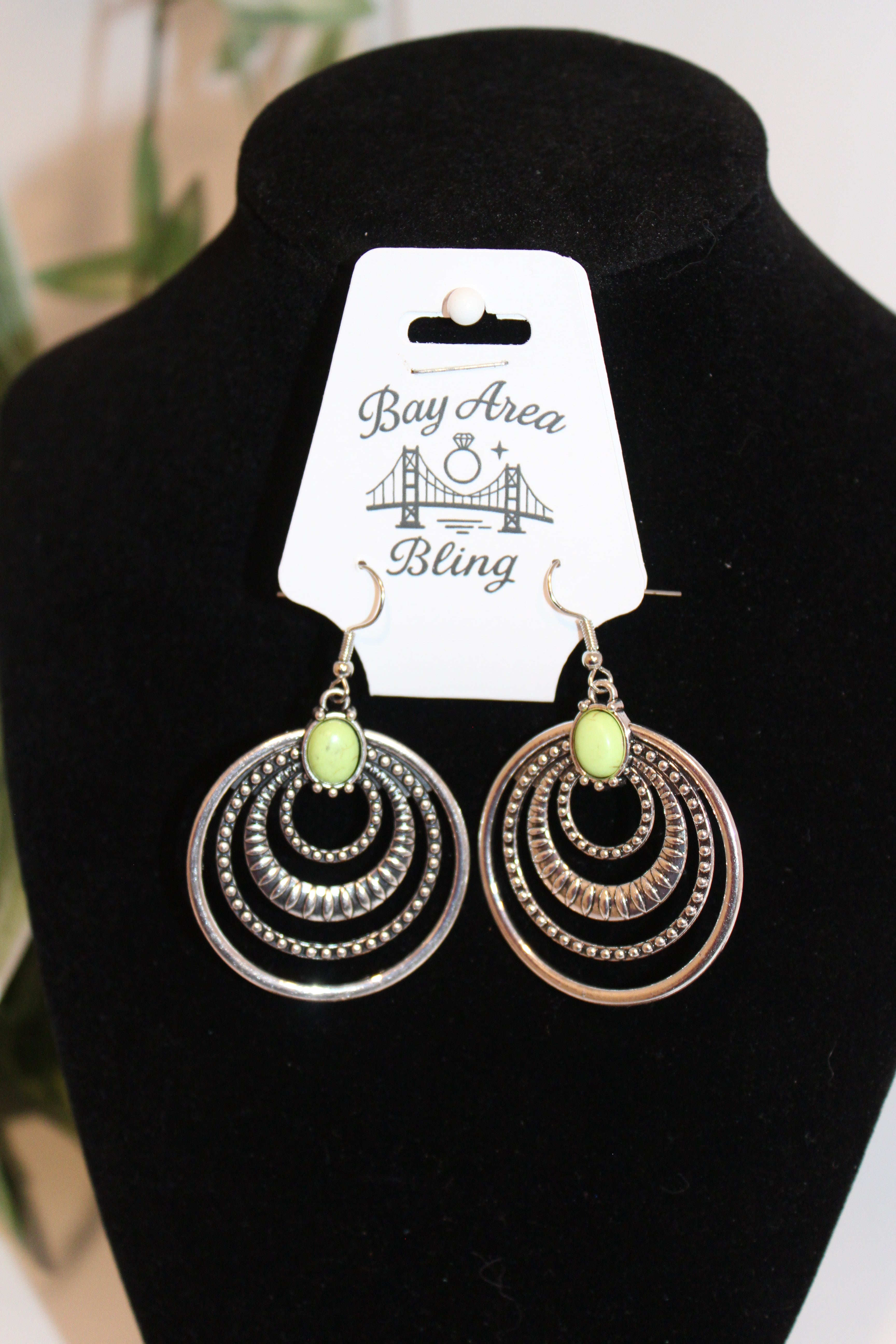 Earrings- Mint Green Stone statement earrings
