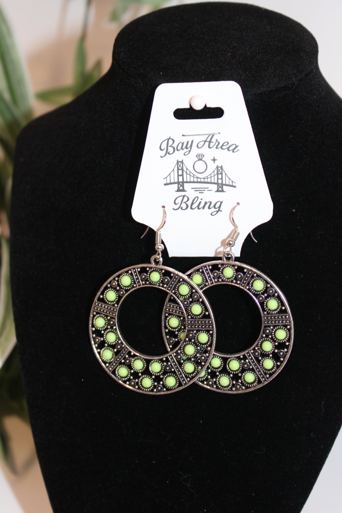Earrings- Lime Green Stones statement earrings
