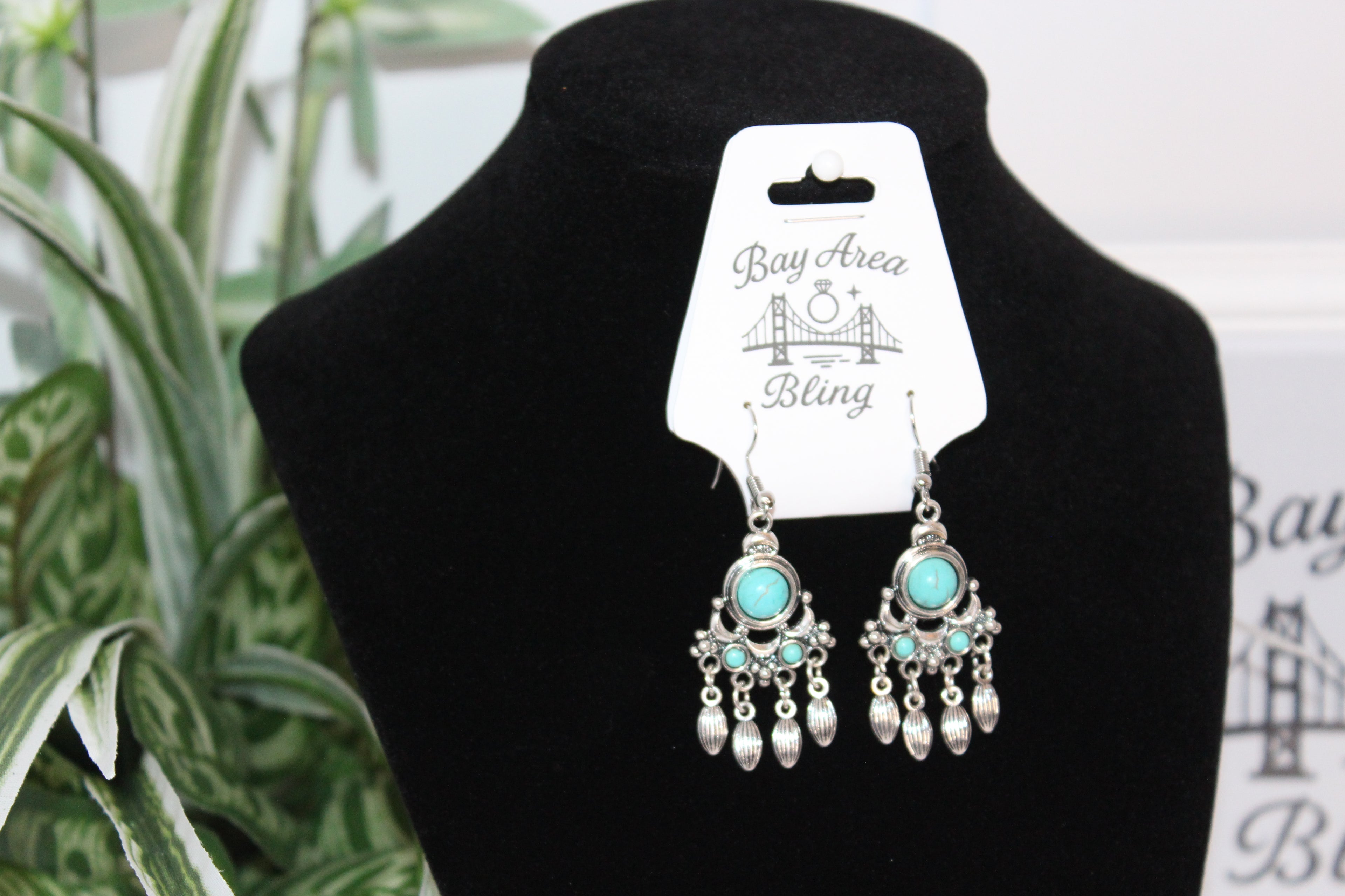 Earrings - Turquoise Boho Chandelier Earrings